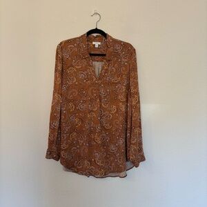 J. Jill Paisley Long Sleeve Blouse Size Large
